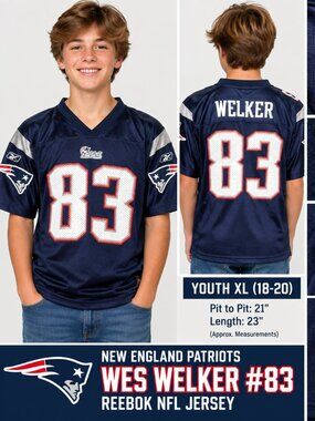 New England Patriots Wes Welker #83 Reebok Jersey – Youth XL – $29